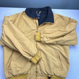 Vintage White Sierra Jacket Mens XXL Yellow Fleece Lined Full Zip Bomber *tear*